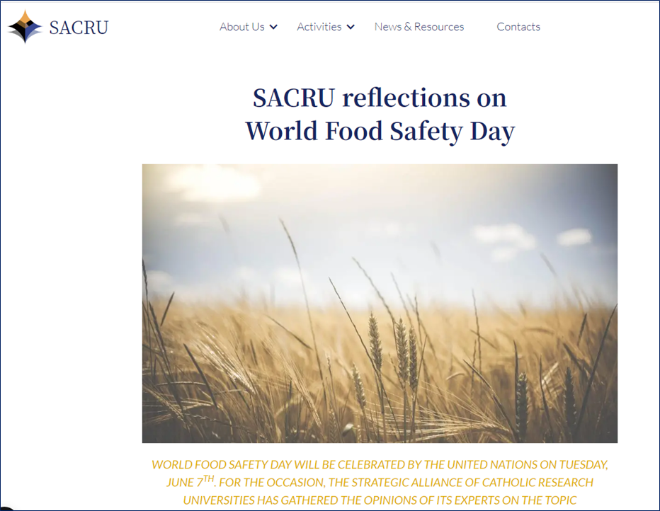 SACRU reflections on World Food Safety Day